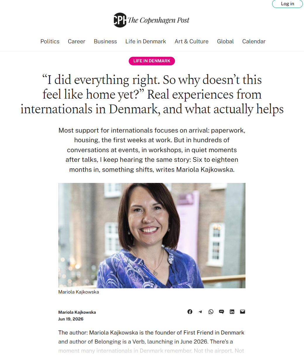 Copenhagen Post article about belonging in Denmark, featuring Mariola Kajkowska